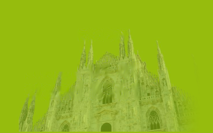 Milan Cathedral on green background