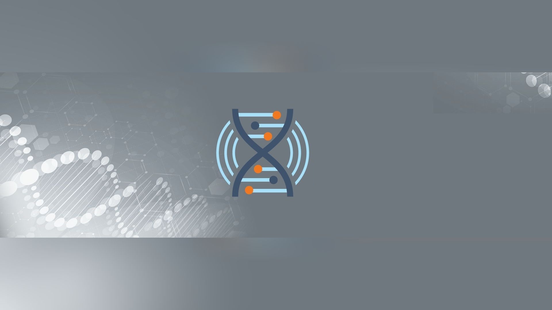 Grey background with DNA symbol